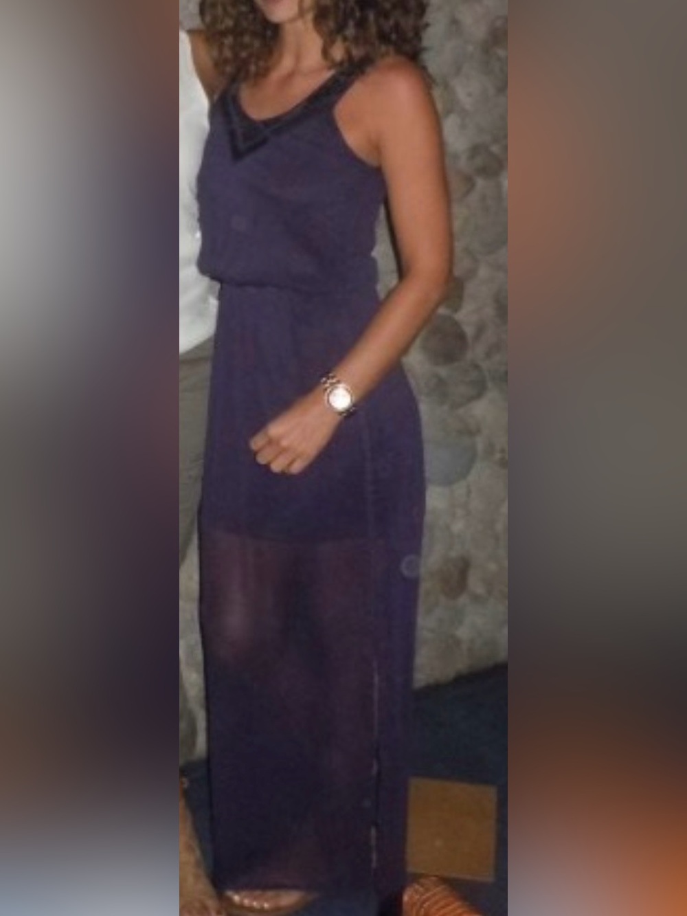 Express Sheer Overlay Maxi Dress in Purple